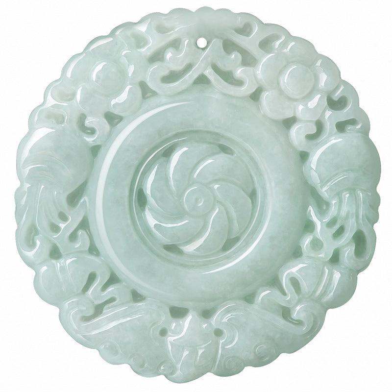 Natural Emerald Flower Blooming Jade Pendant - Symbol of Prosperity, Wealth, and Positive Energy